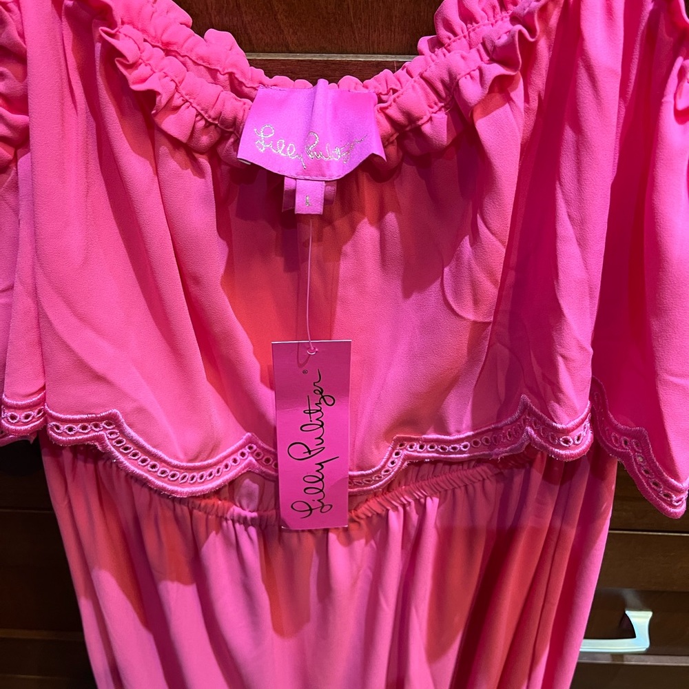 Lilly Pulitzer Adia Maxi Dress.  NWT. Love potion pink color. Size L - Picture 3 of 5